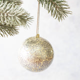 Silver & White Floral Hanging Bauble (3in / 7cm)