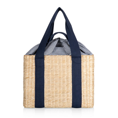 Parisian Picnic Basket, Beige with Navy Blue Accents