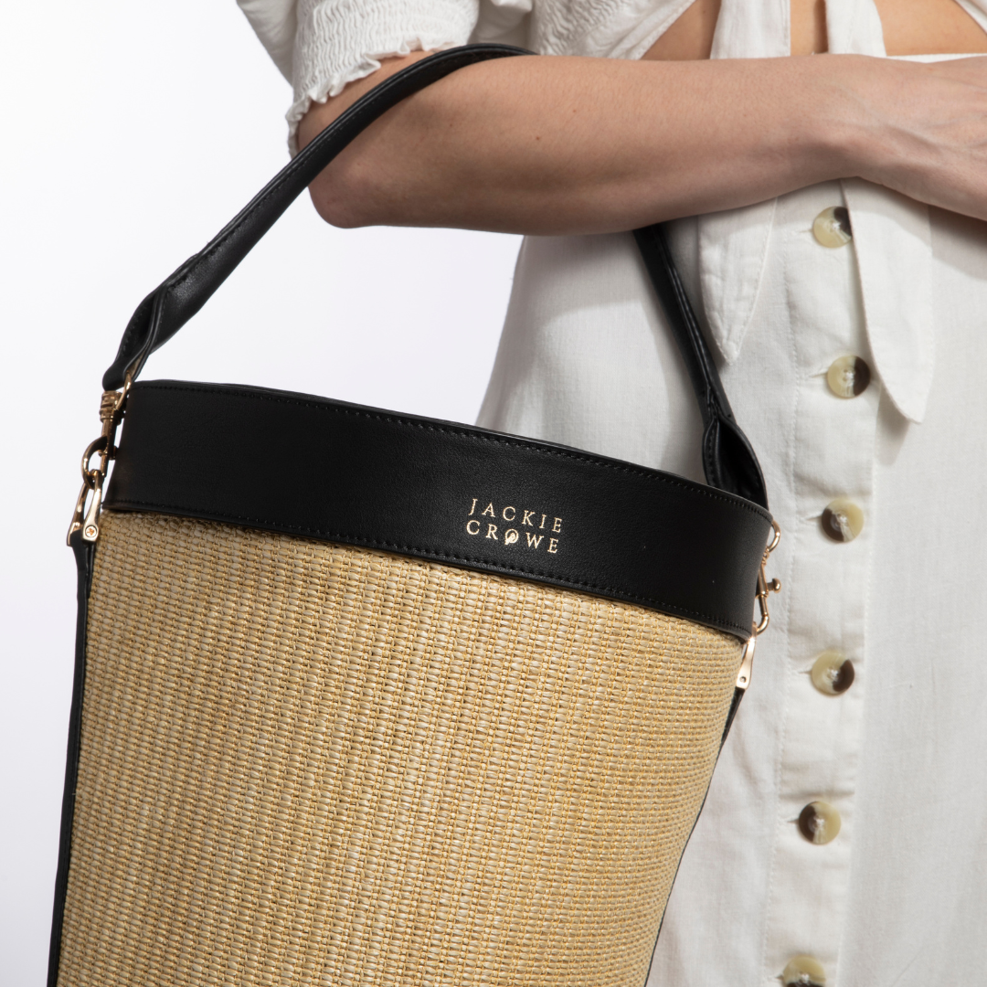 Jackie Picnic Basket, Black - Jackie Crowe (10.5in Dia x 11.25in H)