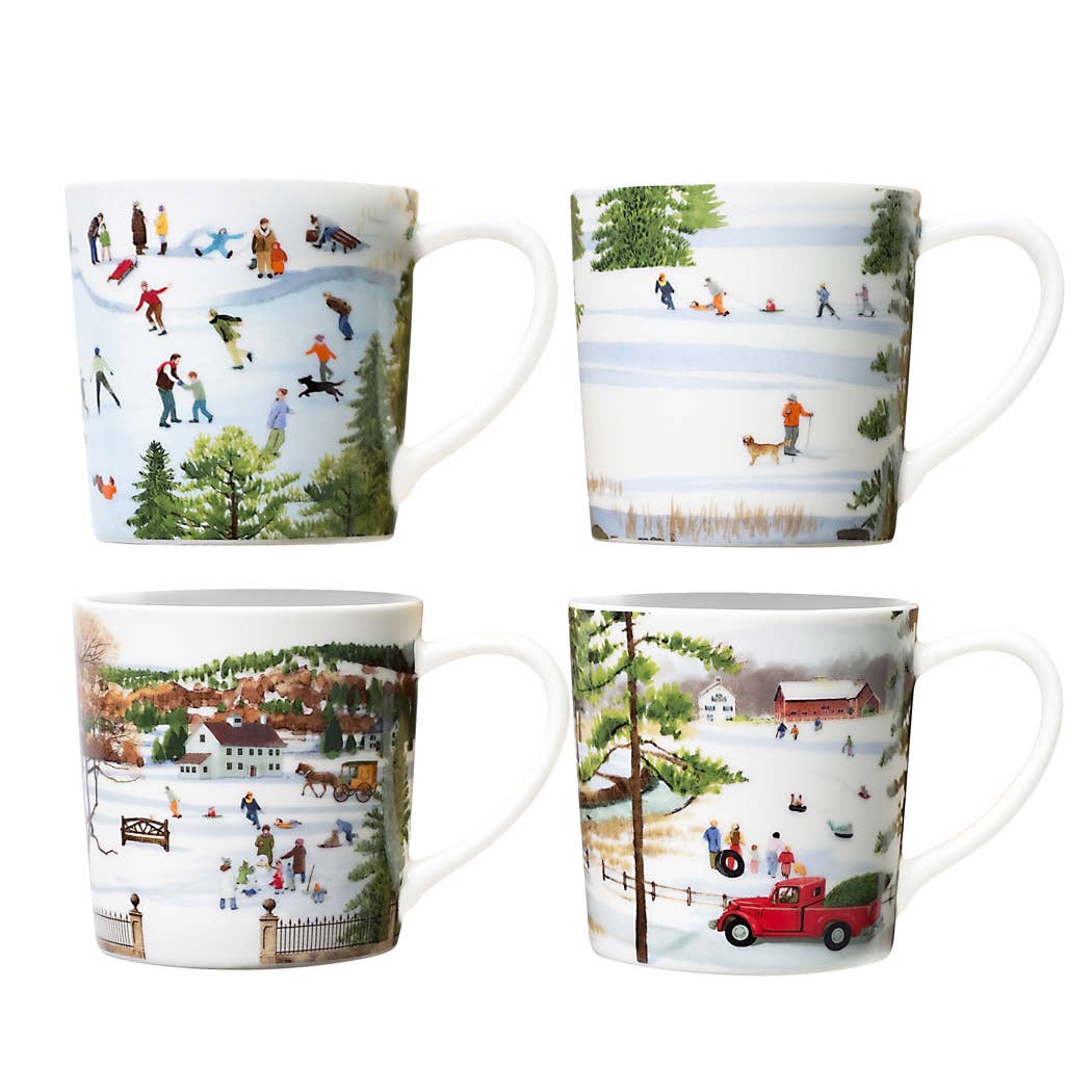 Winter Wonderland Mugs, Felix Doolittle (Set of 4) - Caskata (14oz)