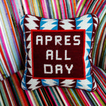 Pillow, 'Apres All Day' Needlepoint- Furbish Studio (10in sq)