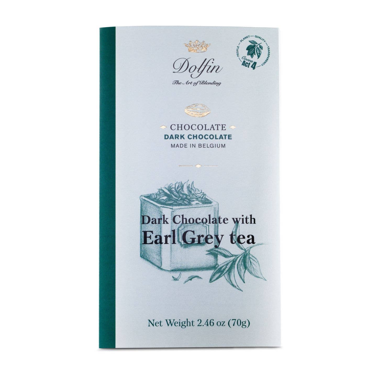 Dark Bar with Earl Grey Tea, 60% Cocoa - Dolfin (2.5oz / 70g)