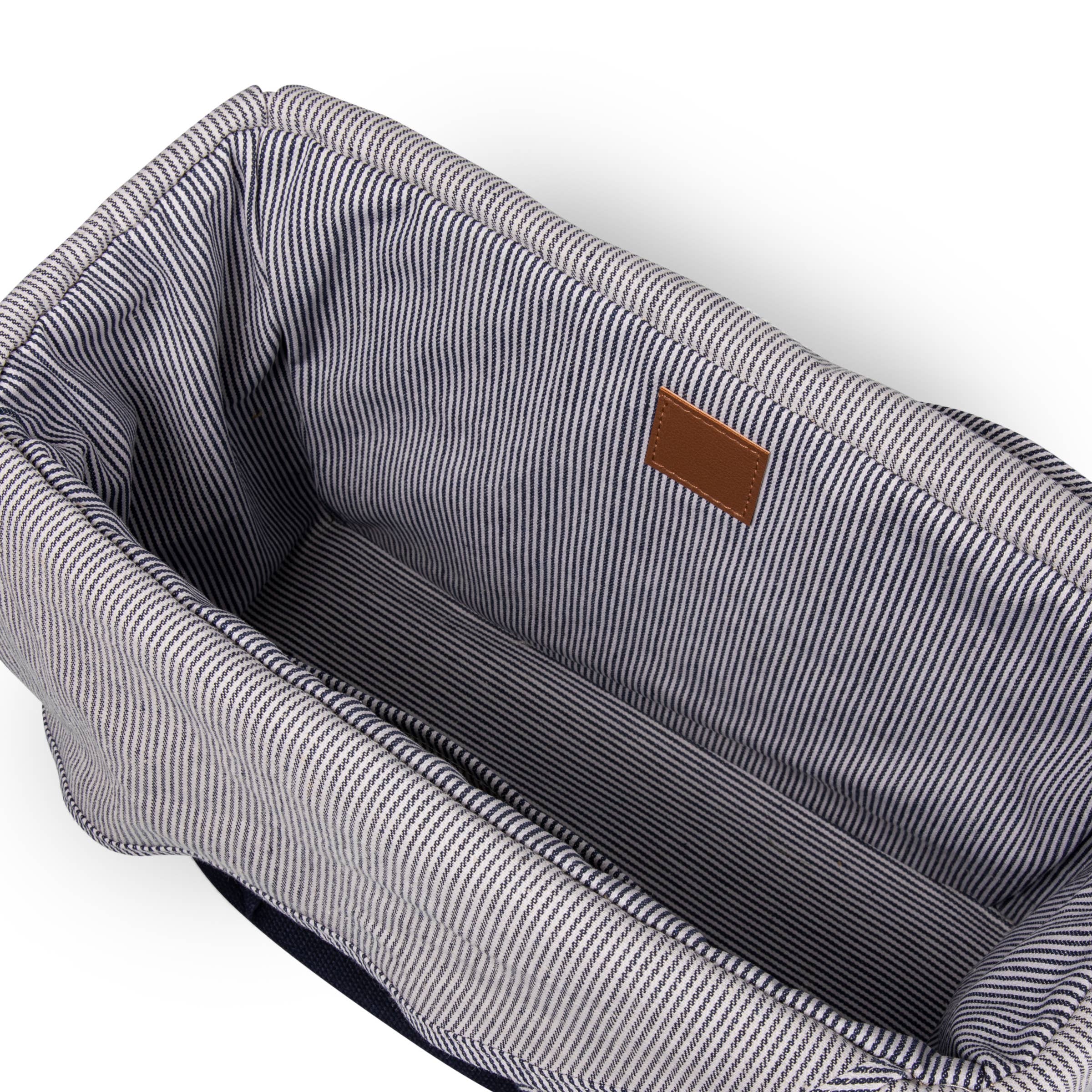 Parisian Picnic Basket, Beige with Navy Blue Accents