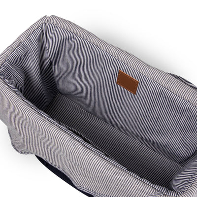 Parisian Picnic Basket, Beige with Navy Blue Accents