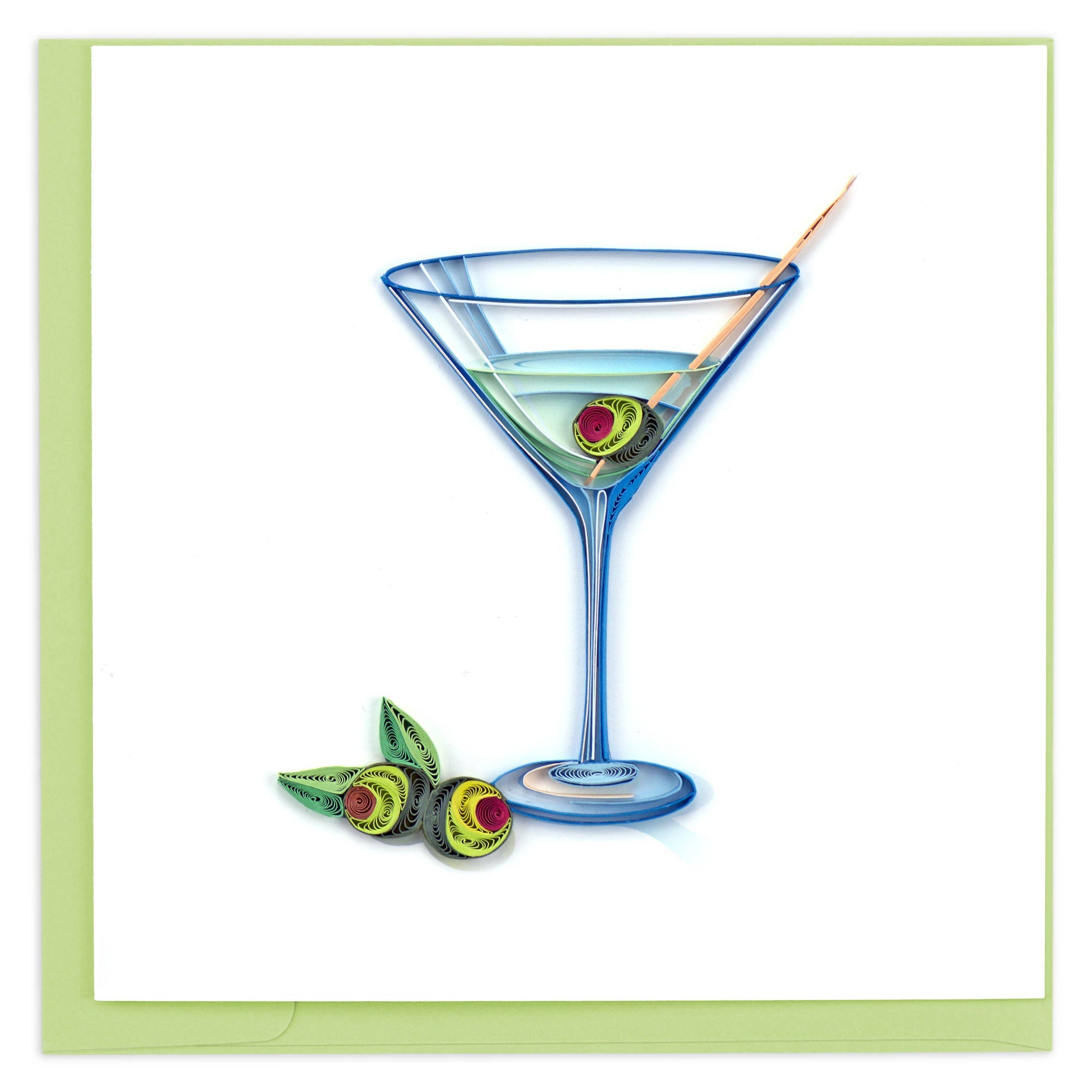 Card, Gin Martini - Quilling Card (6in sq, with envelope)