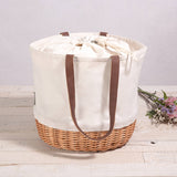 Coronado Canvas & Willow Basket Tote, White / Natural Willow