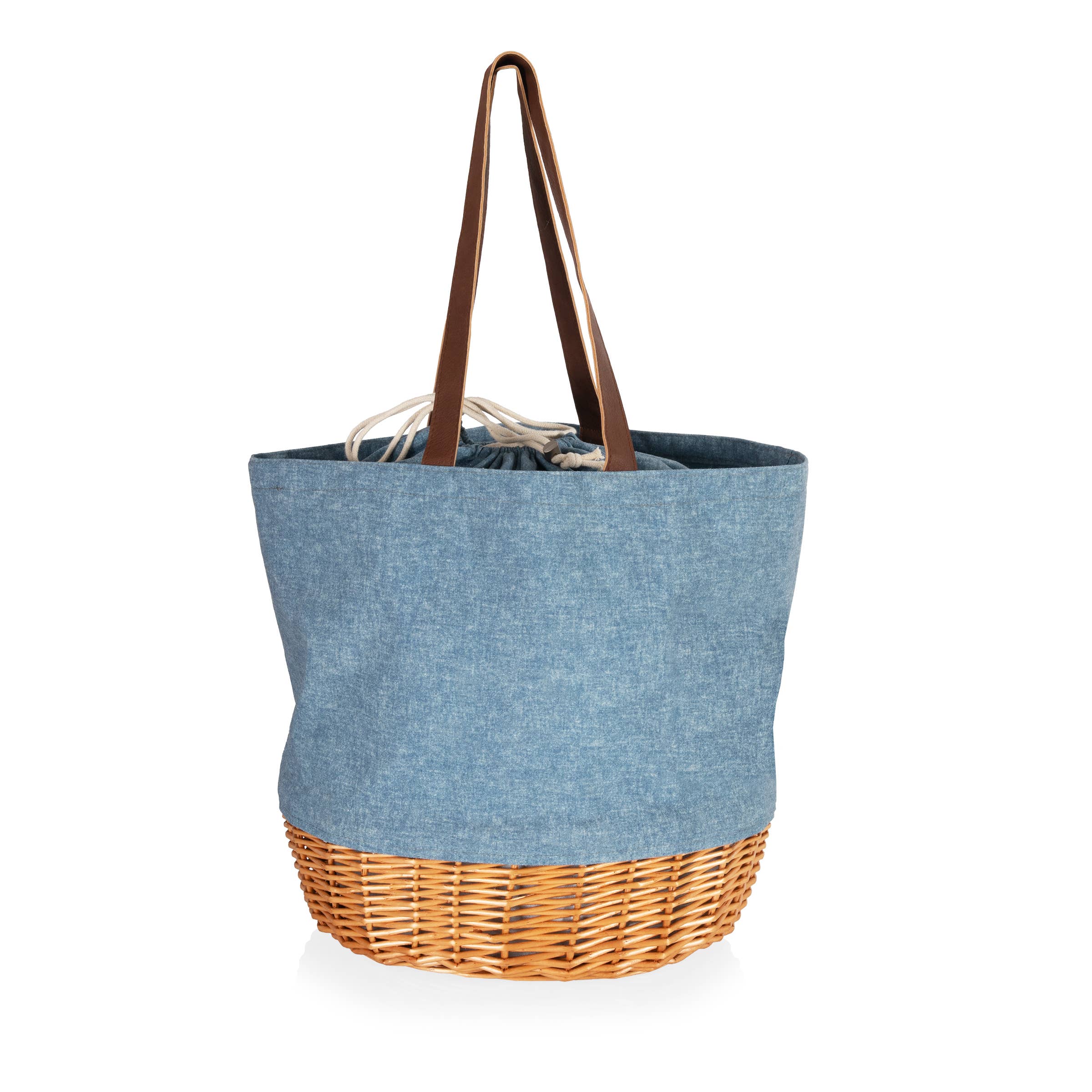 Coronado Canvas & Willow Basket Tote, Denim / Natural Base