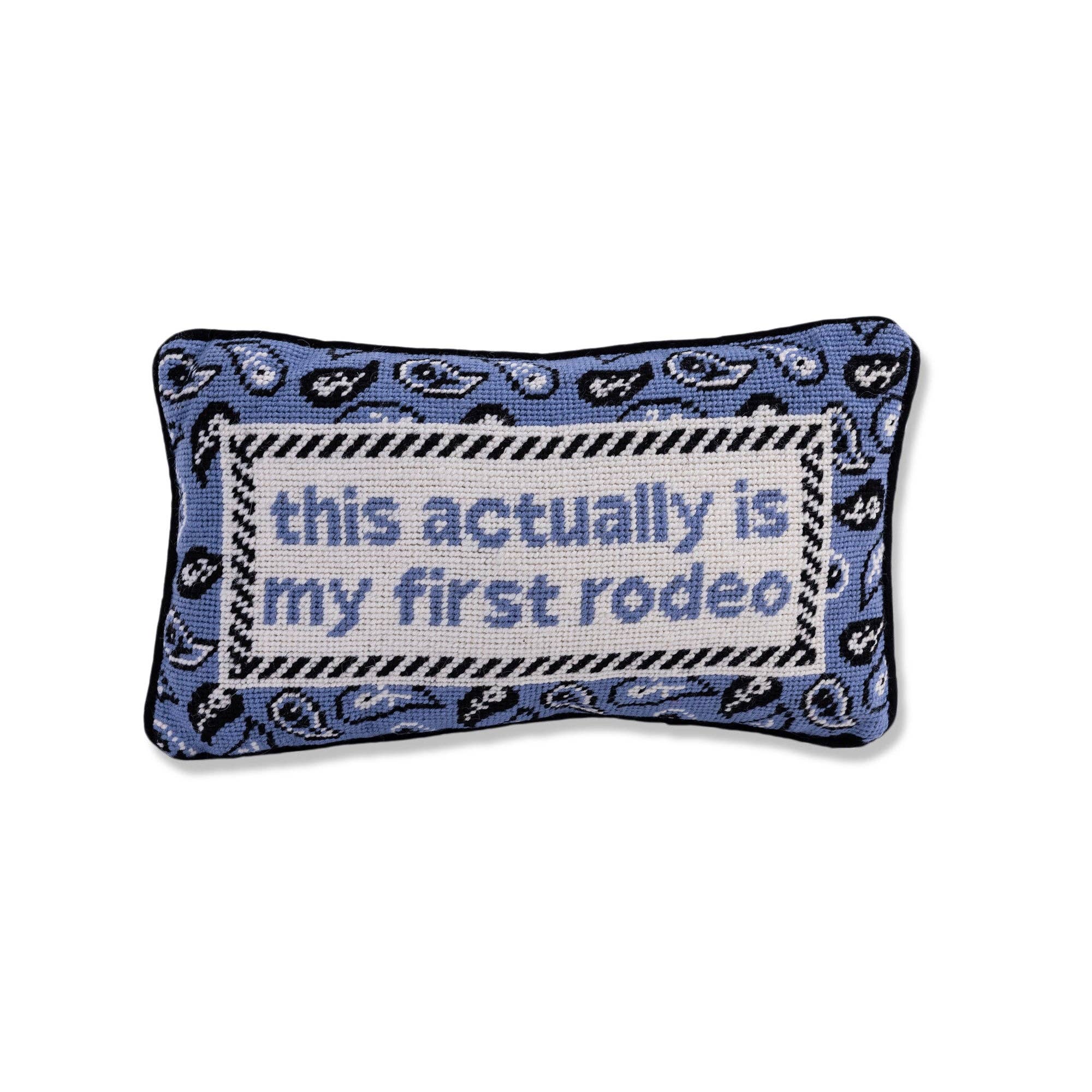 Pillow, 'First Rodeo' Needlepoint - Furbish Studio (9in x 15in)