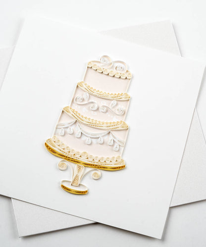 Card, Elegant Wedding Cake - Quilling Card
