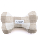 Warm Stone Gingham Dog Bone Squeaky Toy - The Foggy Dog