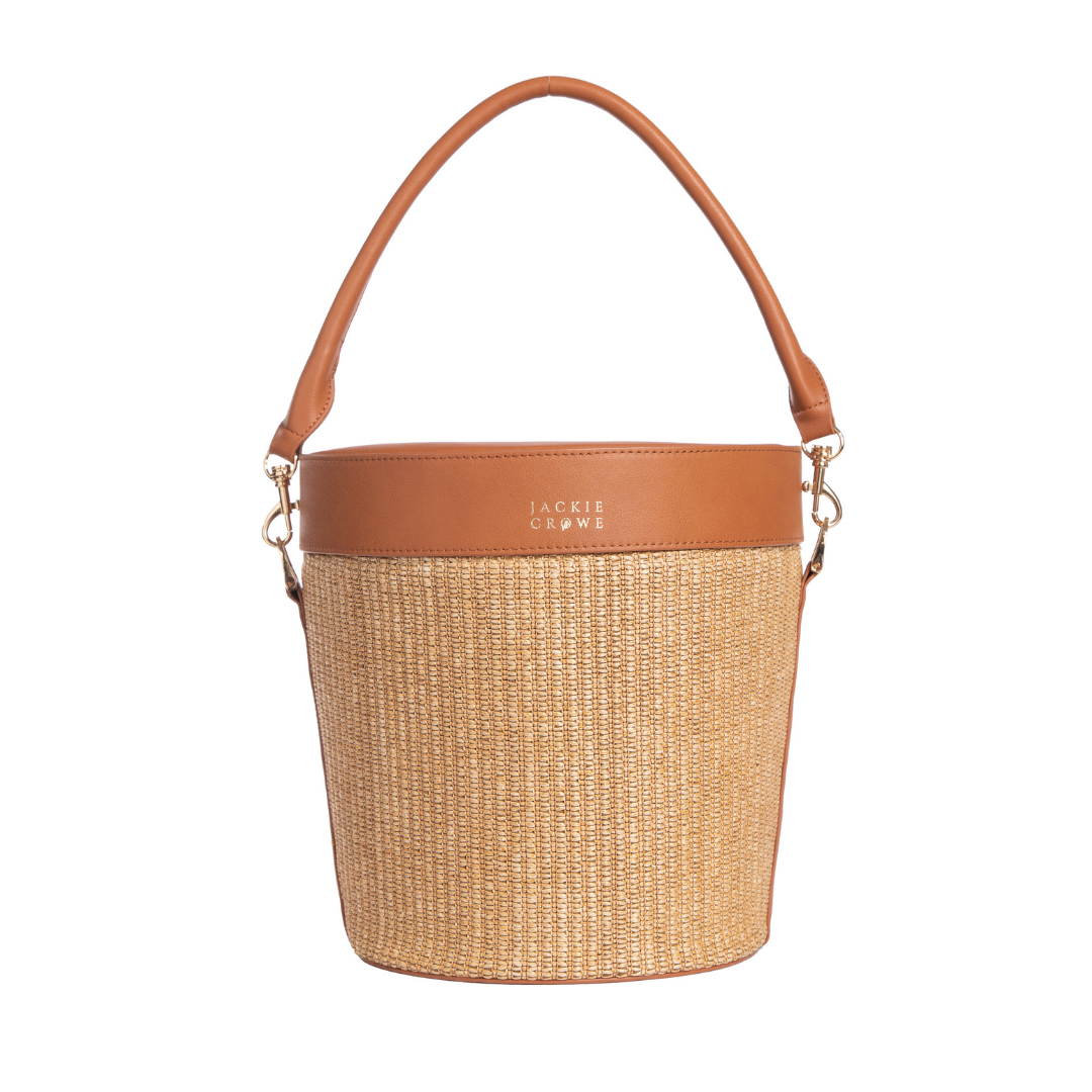 Jackie Picnic Basket, Cognac - Jackie Crowe (10.5in Dia x 11.25in H)