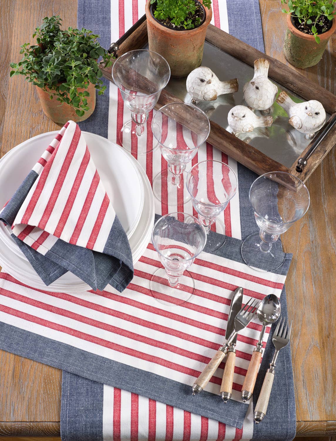 Striped Placemats, Red & Blue (14in x 20in)