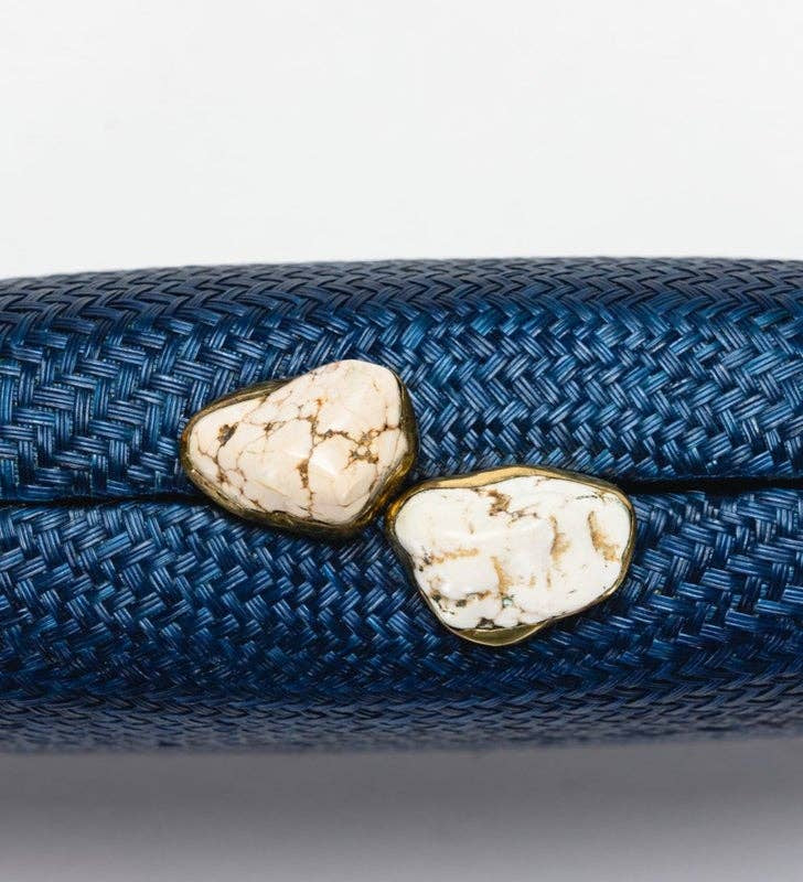 Jen White Stones Clutch, Navy - Kayu