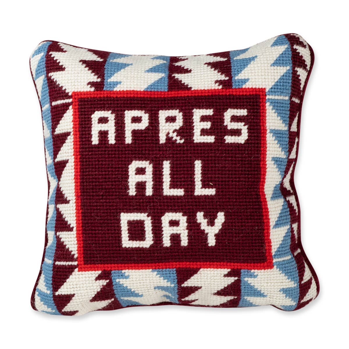 Pillow, 'Apres All Day' Needlepoint- Furbish Studio (10in sq)