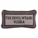 Pillow, 'Devil Wears Vodka' Needlepoint - Furbish Studio (8in x 14in)
