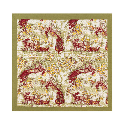 Dinner Napkins, Renne Reindeer Red & Green (Set of 6) - Couleur Nature Paris (19in sq)
