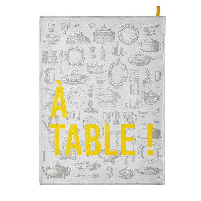 Tea Towel < À Table ! > (Grey) - Le Jacquard Français (24in x 31in)