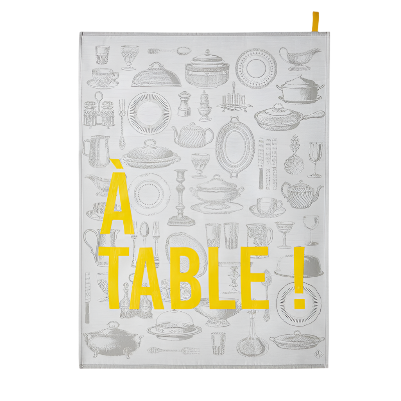 Tea Towel < À Table ! > (Grey) - Le Jacquard Français (24in x 31in)