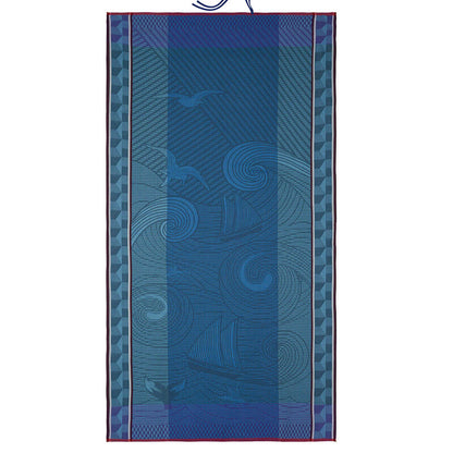 Beach Towel Baignade À Socoa, Blue - Le Jacquard Français (39in x 79in)