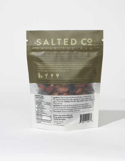 Valencia Almonds, Dried Black Olive, Sea Salt - Salted Co. (4.8oz / 135g)