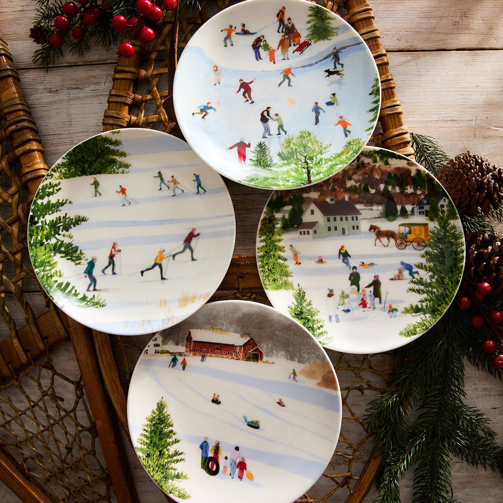 Winter Wonderland Plates, Felix Doolittle (Set of 4) - Caskata (8.5in)