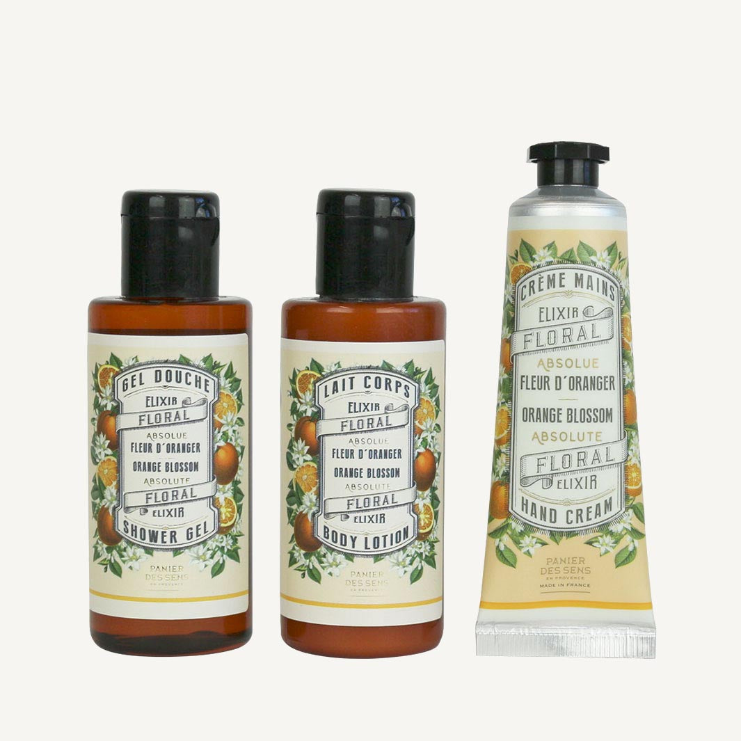 Body Care Travel Set, Orange Blossom - Panier des Sens (2x 2.4oz / 70ml, 1oz / 30ml)