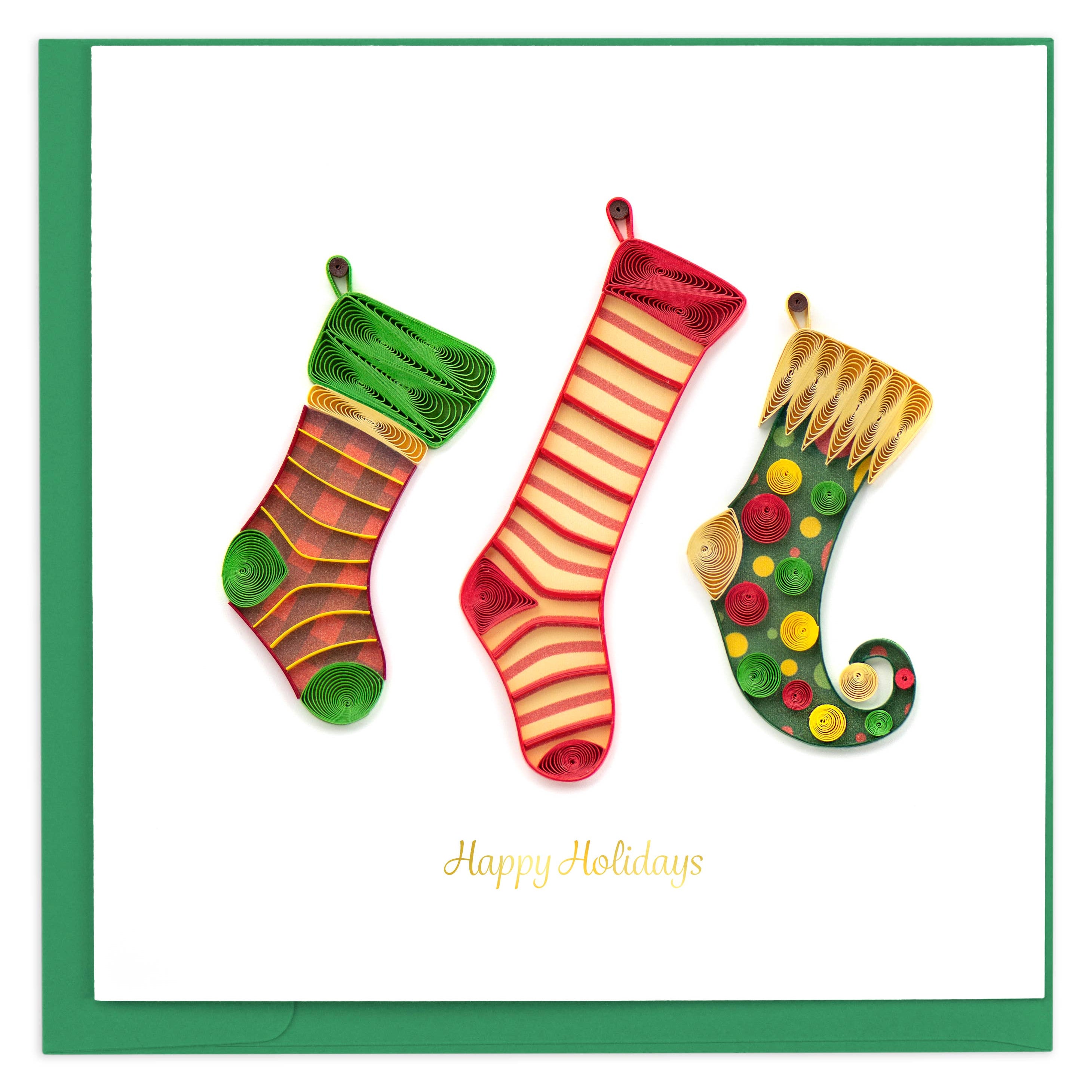 Card, Christmas Stockings - Quilling Card (6in sq, with envelope)