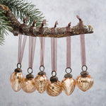 Rose Crackle Glass Baubles (Set of 6)