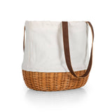 Coronado Canvas & Willow Basket Tote, White / Natural Willow