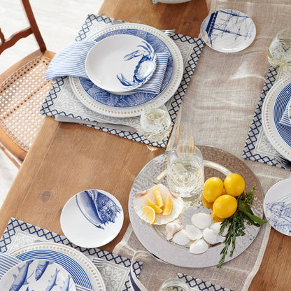 Blue Rigging Canapé Plates (Set of 4, Boxed) - Caskata (6.25in)