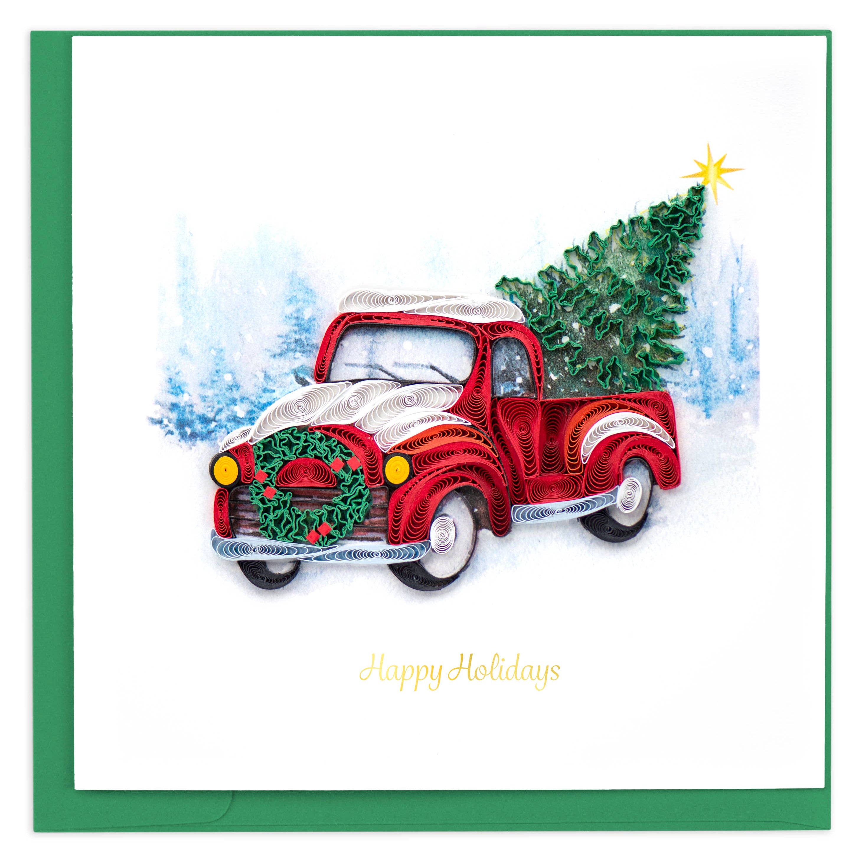 Card, Christmas Truck - Quilling Card (6in sq, with envelope)