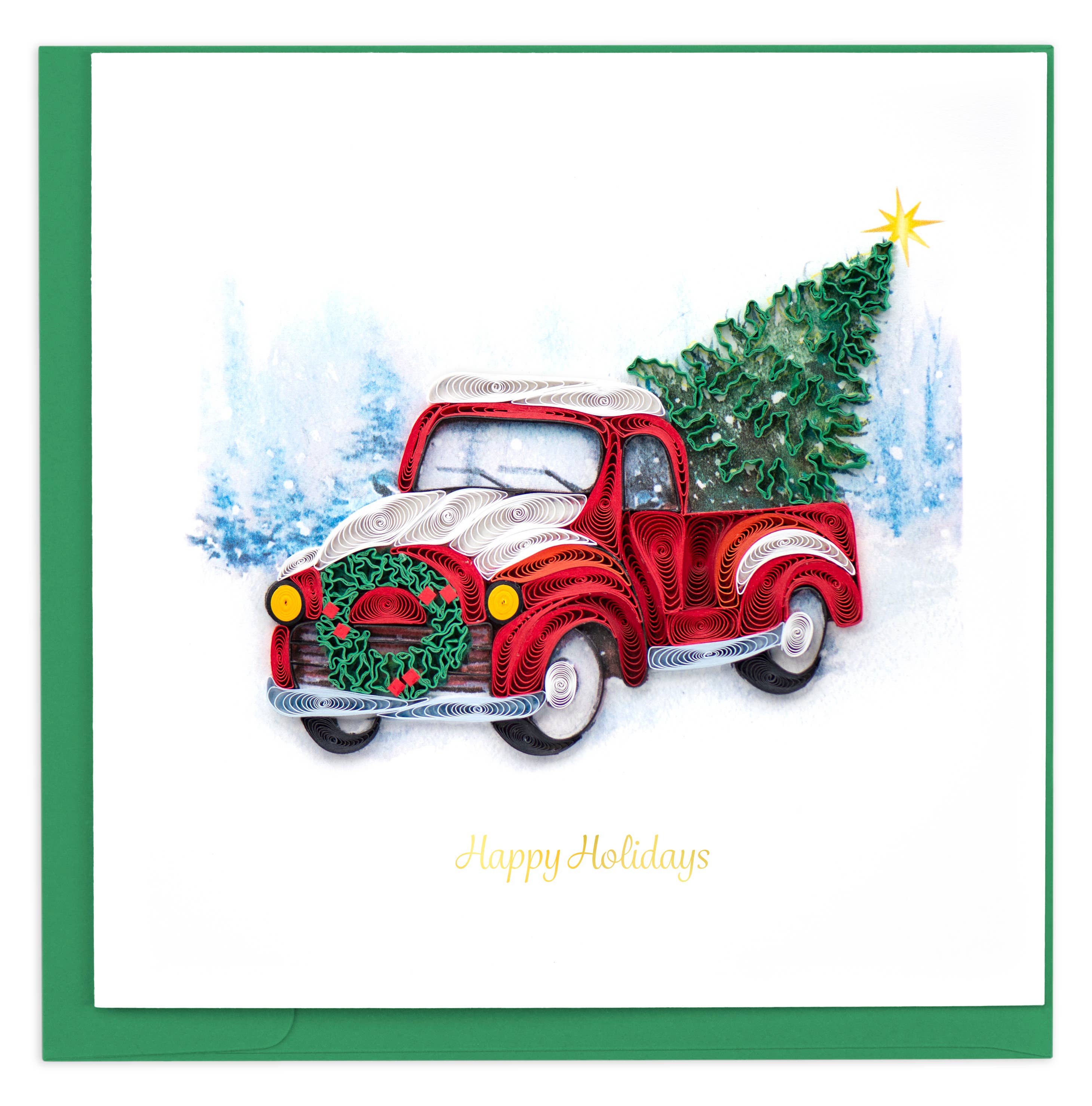 Card, Christmas Truck - Quilling Card (6in sq, with envelope)