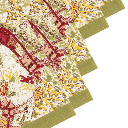 Dinner Napkins, Renne Reindeer Red & Green (Set of 6) - Couleur Nature Paris (19in sq)