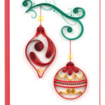 Mini Card, Red & Gold Ornaments - Quilling Card