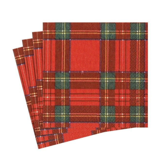 Cocktail Napkin, Royal Plaid (Boxed) - Caspari (5in sq)