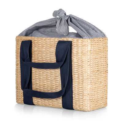 Parisian Picnic Basket, Beige with Navy Blue Accents