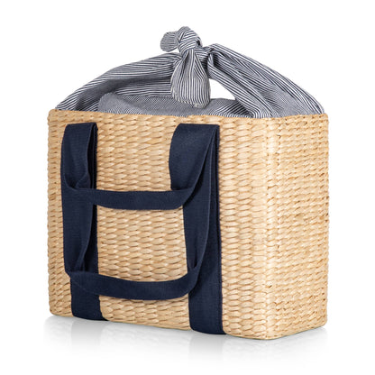 Parisian Picnic Basket, Beige with Navy Blue Accents
