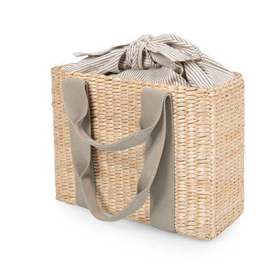 Parisian Picnic Basket, Beige with Navy Blue Accents