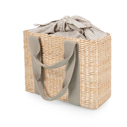 Parisian Picnic Basket, Beige with Navy Blue Accents