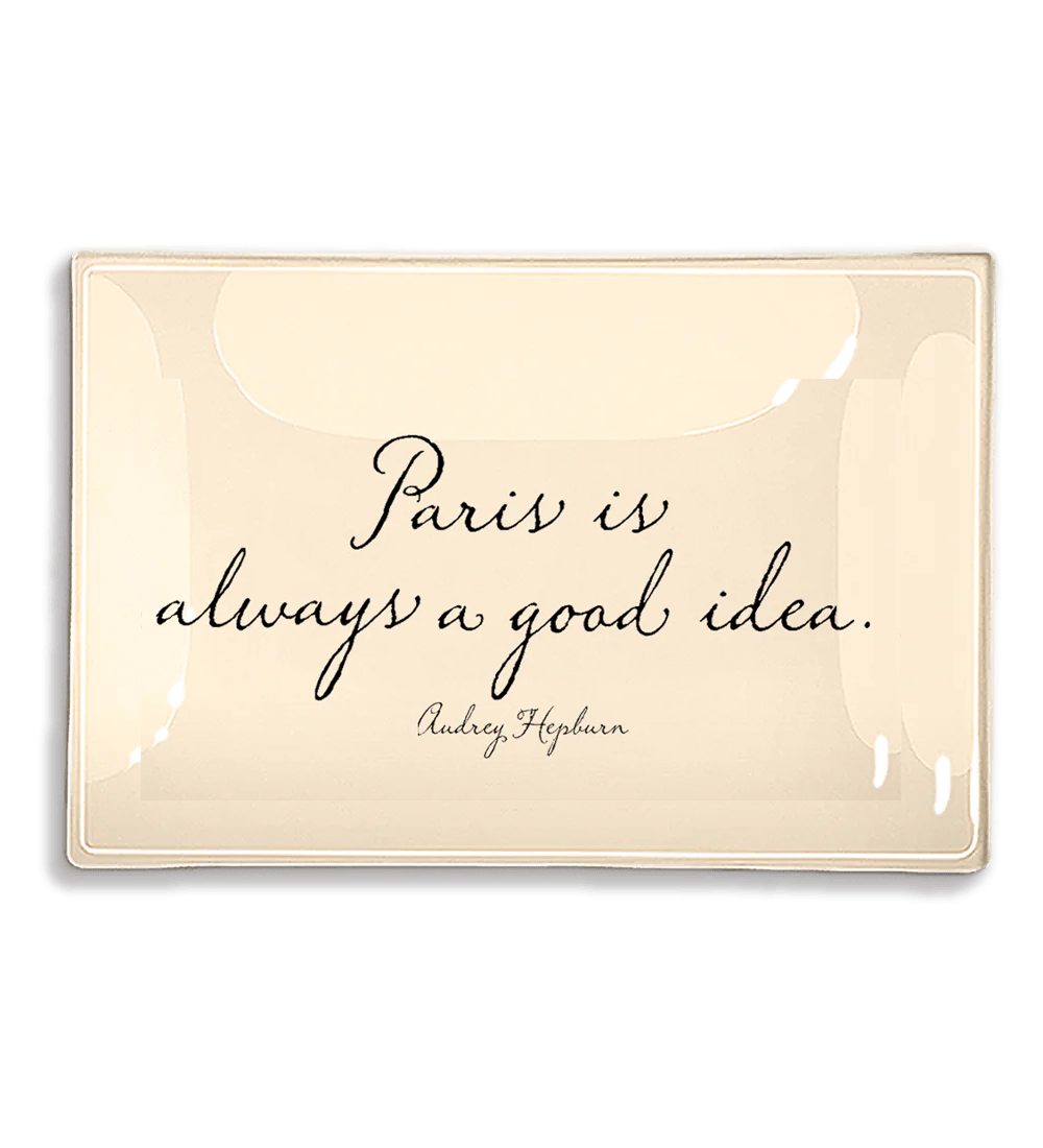 Paris Is Always A Good Idea Decoupage Glass Tray (4in x 6in)
