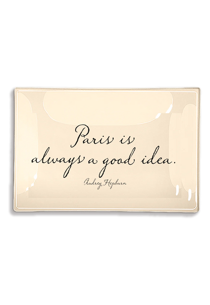 Paris Is Always A Good Idea Decoupage Glass Tray (4in x 6in)
