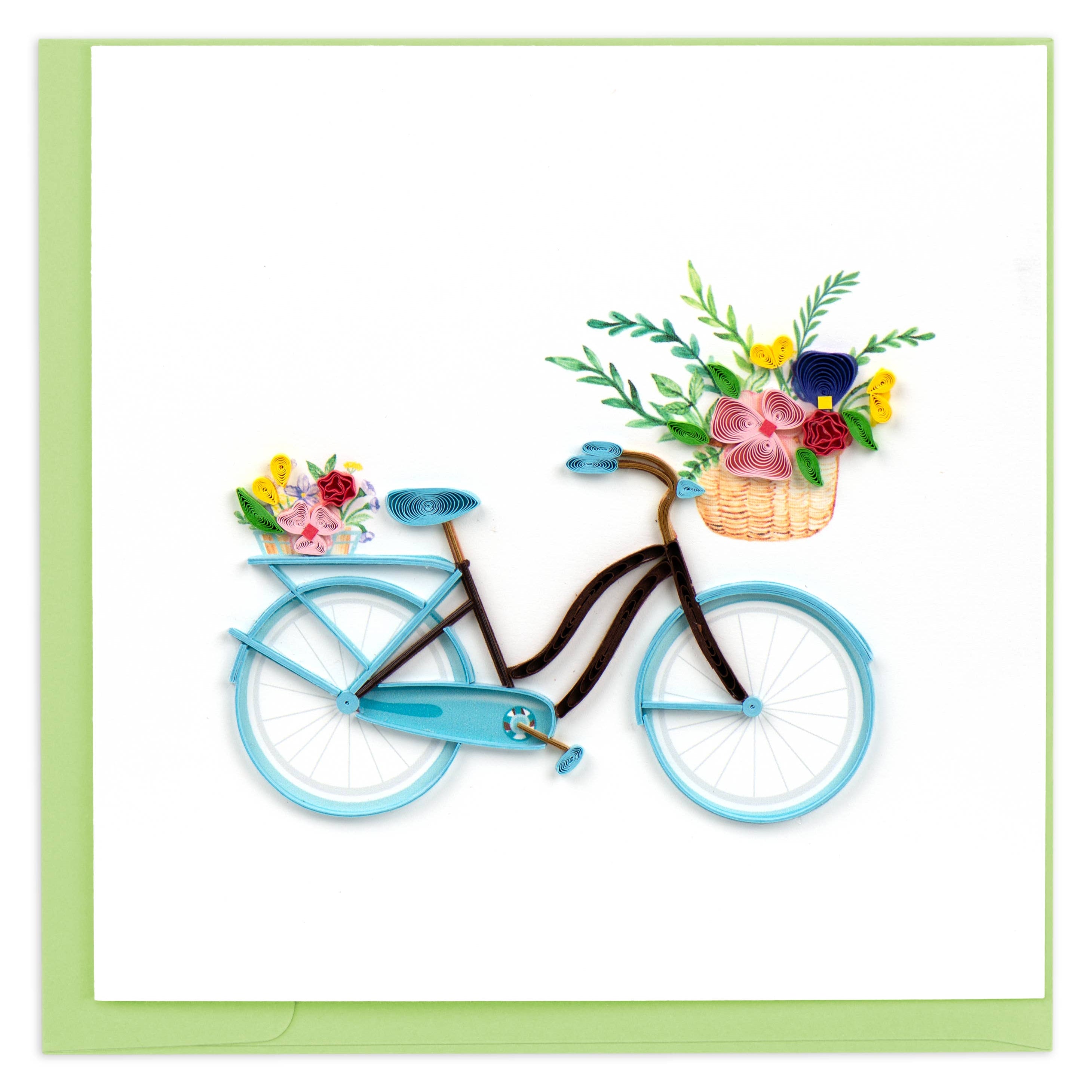 Card, Bicycle & Flower Basket - Quilling Card (6in sq, with envelope)