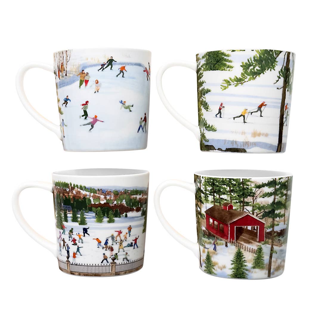 Winter Wonderland Mugs, Felix Doolittle (Set of 4) - Caskata (14oz)