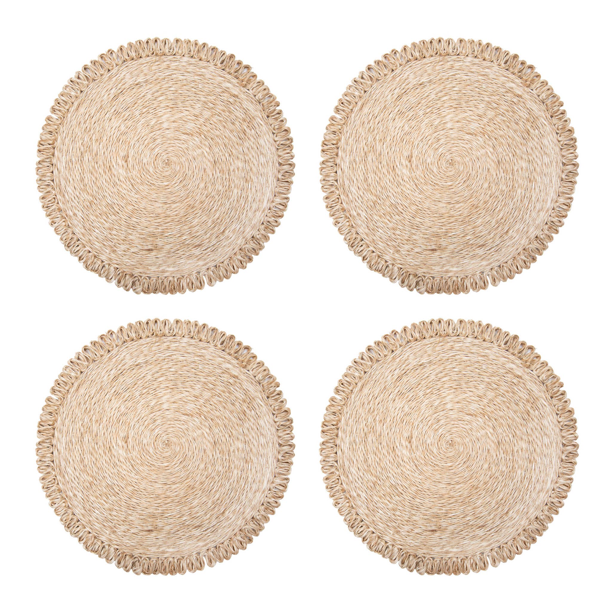 Placemats Loopy Abaca, Natural (15in round, set of 4)