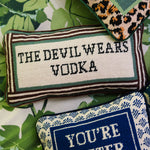 Pillow, 'Devil Wears Vodka' Needlepoint - Furbish Studio (8in x 14in)