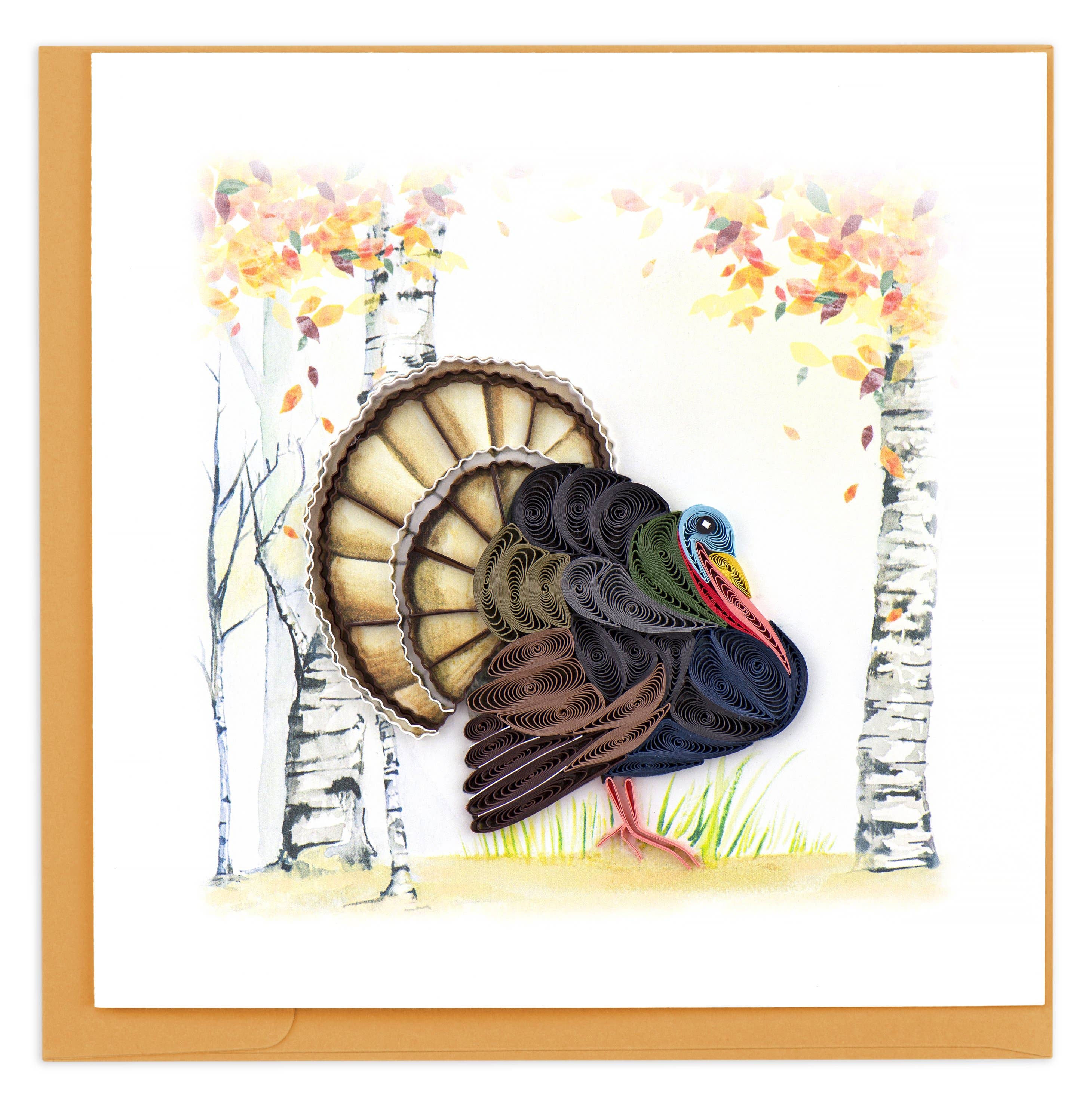 Card, Wild Turkey - Quilling Card (6in sq, with envelope)