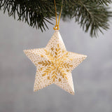 White Snowflake Mini Star Hanging Ornament (3in / 7cm)