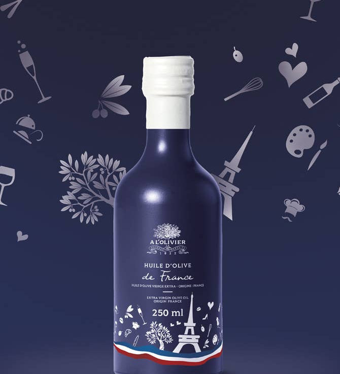 Extra Virgin Olive Oil, French Blue Ceramic - A L'Olivier (8.4oz / 250ml)